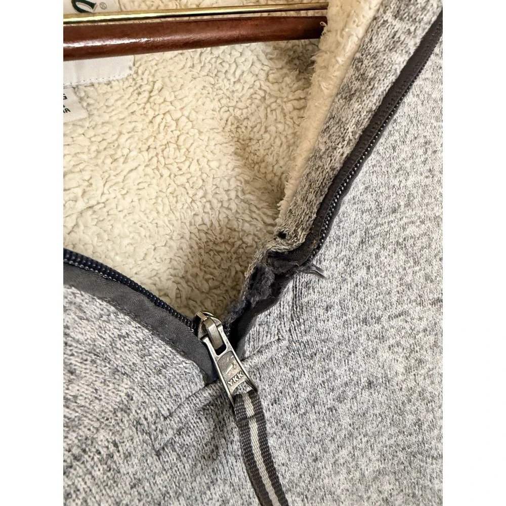 Orvis XXL Sherpa Lined 1/4 Zip Pullover‎ Gray Sweater Ripped Zip